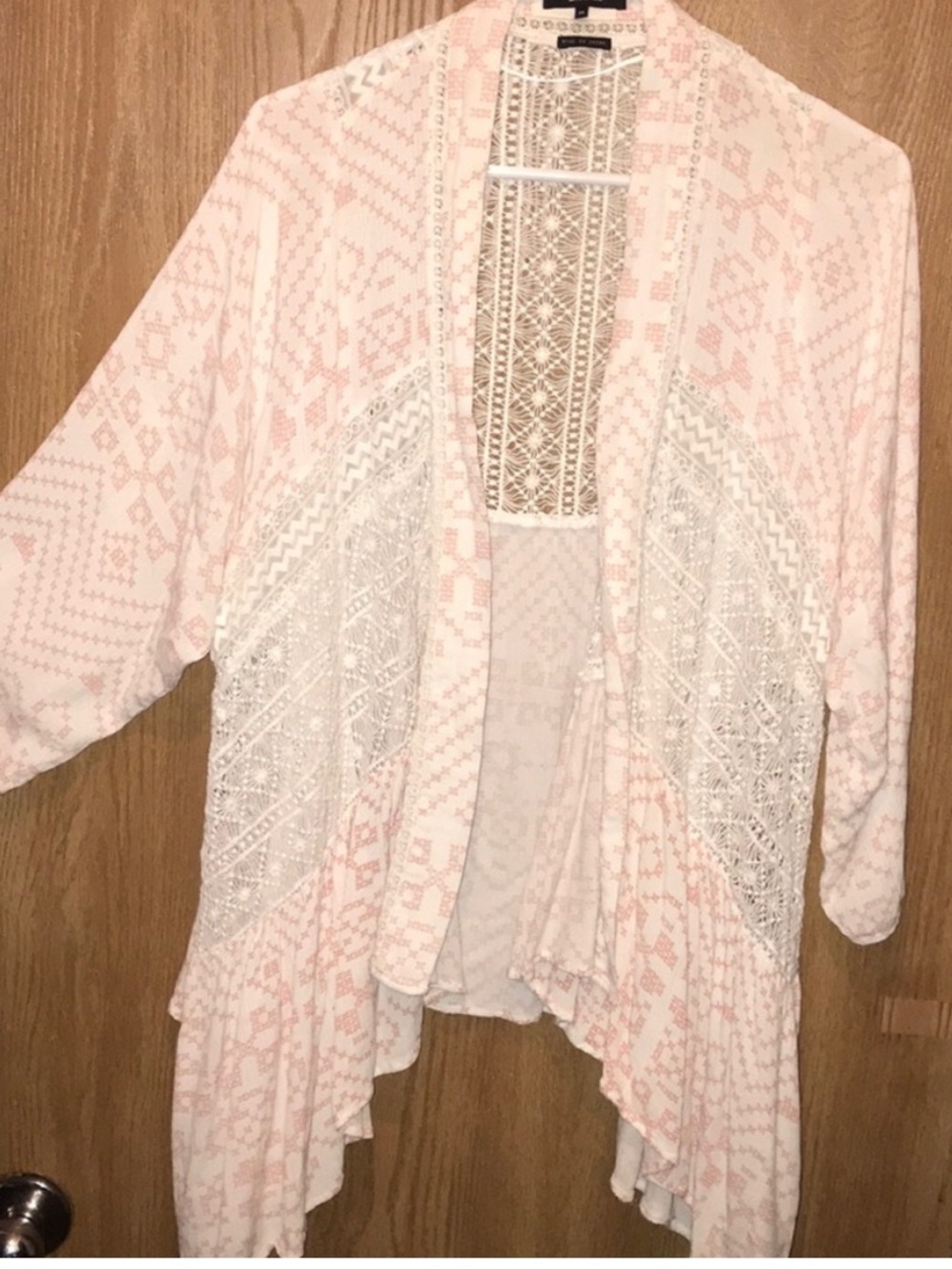 Miss Me Lace-Back Open Front Women's Sweater Cardigan - Light Pink